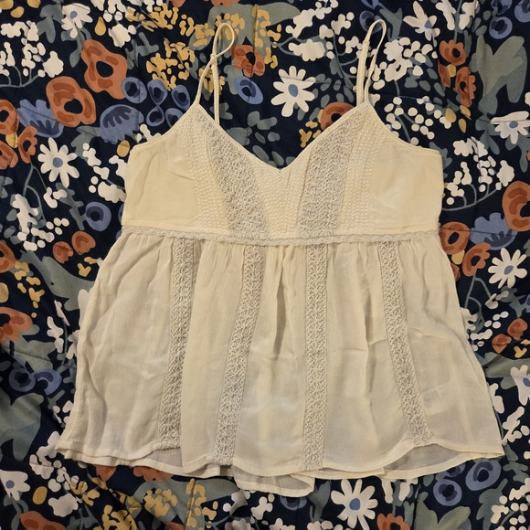American Eagle Outfitters Tops - American Eagle Outfitters Lace And Silver Babydoll Tank